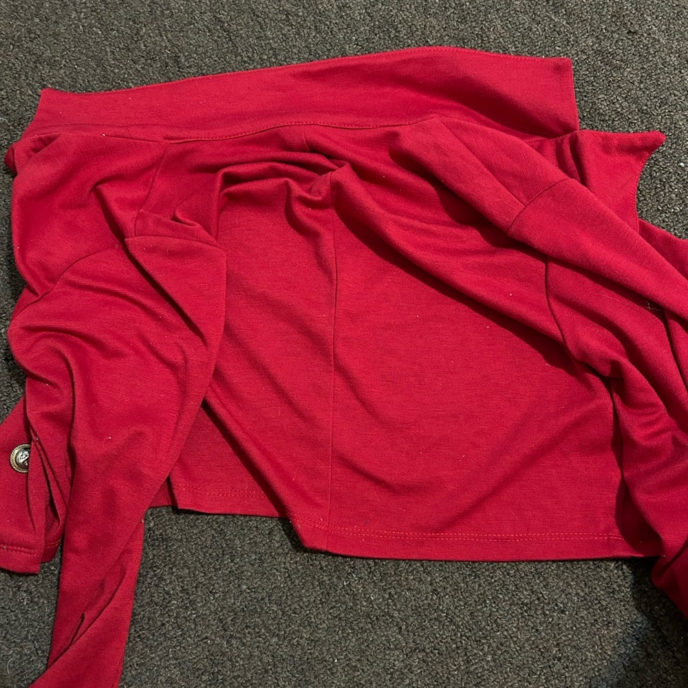 Maroon Red Buttoned Collared Blazer Vest Jacket - image 2